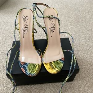 So Me Faux Snake Print Heels